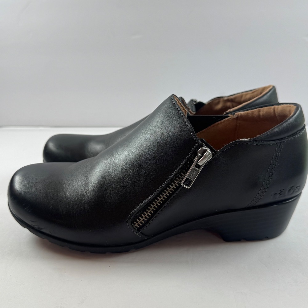 Taos Daily Black Leather Side Zip Ankle Bootie Shootie Womens US 6 DAI-14201